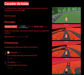 Gratis desde itch el juego Cazador de bolas