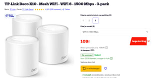 TP-Link Deco X10 - Mesh WiFi - WiFi 6 - 1500 Mbps - 3-pack voor €109 bij Bol