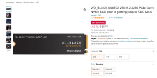 Memoria WD_BLACK SN850X 2TB M.2 2280 PCIe Gen4 NVMe SSD por 111,90€