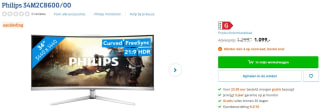 Philips Evnia 34M2C8600 34" Wide Quad HD 175Hz OLED monitor voor €1099 bij Coolblue