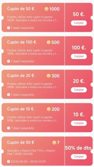 Nuevos cupones Tienda Xiaomi hasta 100€