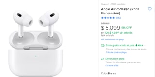 Apple AirPods Pro 2da generación por $4599
