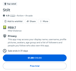 De game Stilt voor €1,99 via Meta