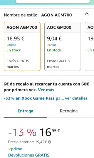 AGON AGM700 - ratón gaming por 16,95€.