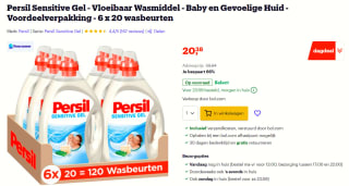 Persil Sensitive Gel vloeibaar wasmiddel - 6 x 20 wasbeurten - voordeelverpakking - 120 wasbeurten voor €20,38 bij Bol.com