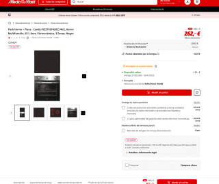 Pack Horno + Placa Candy PCI27XCH63CC/4U2 Horno Multifunción 65l por 222,70€