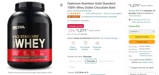 Optimum Nutrition Gold Standard por $1,272 en Amazon