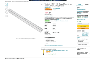 Regla Westcott aluminio con asidero 30 cm plateado por solo 3,99€