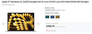 13‑inch MacBook Air - M4 - Sterrenlicht voor €988,99 bij Ochama