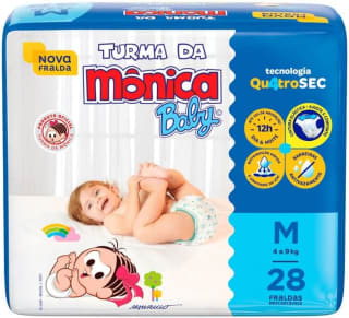 Fralda Turma Mônica Baby Jumbo M com 28 Unidades - R$ 23,11