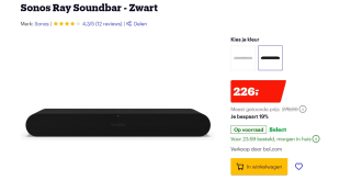 Sonos Ray Soundbar - voor €226 bij Bol.com