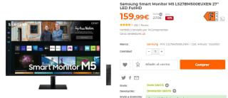 Monitor Samsung Smart M5 LS27BM500EUXEN de 27 pulgadas LED FullHD por 159,99€