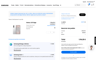 Samsung Galaxy S25 Edge Galaxy Buds 3 funda oficial 512GB 12GB por 1.196,05€