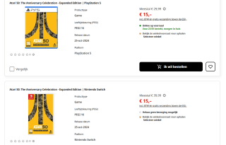 Atari 50: The Anniversary Celebration - Expanded Edition Switch en PS5 voor €15 bij de MediaMarkt