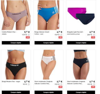 Rebajas hasta 70% descuento Adidas ropa interior