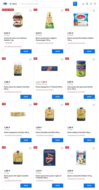 50% que Vuelve Sabores de Italia en Carrefour.