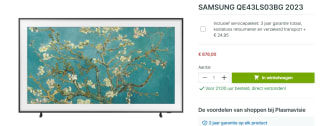 Samsung The Frame LS03B (2023) 43" Wit, Zwart voor €678 bij Plasmavisie