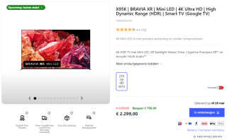 Sony X95K Bravia XR (85X95K) Mini-LED 4K TV voor €2299 bij Sony