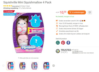 Squishville Mini Squishmallow 4 Pack voor €10 bij Lobbes