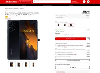 Móvil POCO F5 256GB 12GB 6.67" FHD+ AMOLED DotDisplay Snapdragon 7+ Gen 2 5000mAh por 239€