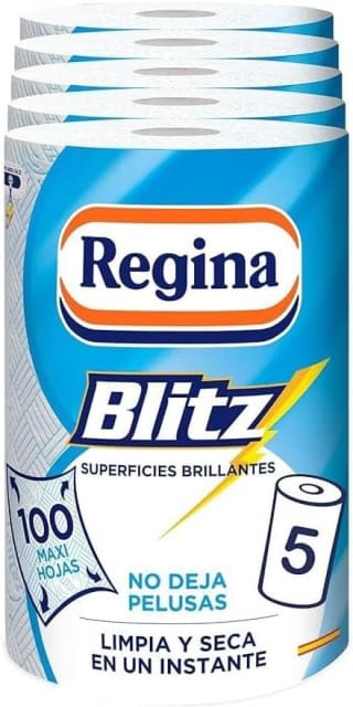 Regina Blitz Papel de Cocina 5 Rollos 100 Maxi-Hojas 3 Capas por 7,99€