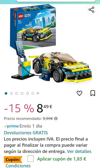 LEGO 60383 City Deportivo Eléctrico por 6,66€.