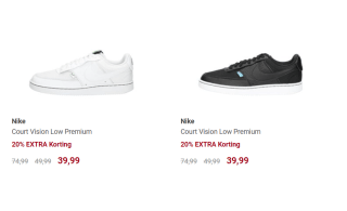 Nike Court Vision Low Premium in wit en zwart voor €39,99 bij Schuurman Schoenen