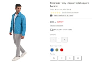 Chamarra Perry Ellis para Hombre por $299 en Suburbia