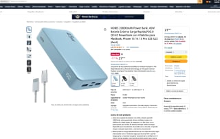 20000mAh Power Bank 45W Bateria Externa Carga Rapida PD3.0 QC4.0 Powerbank con 4 Salidas por solo 27,36€
