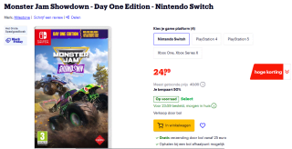 Monster Jam Showdown (Nintendo Switch) voor €24,99 bij Bol