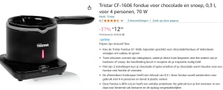 Tristar Elektrische Chocoladefondue voor €12,09 bij Amazon