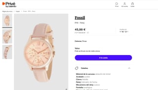 Reloj de cuarzo de piel marca Fossil Rosa y rosa dorado por 45,99€