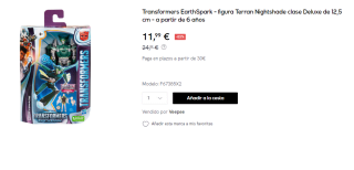 Transformers EarthSpark - figura Terran Nightshade clase Deluxe de 12,5 cm por 11.99€
