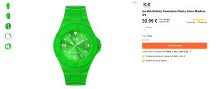 Reloj Ice Watch Generation Flashy Green Medium 3H por 33,99€