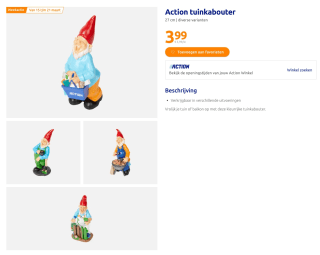 Action tuinkabouter (27cm) voor 3,99 euro