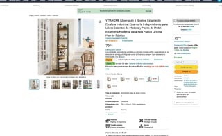 Librería Estanteria de 6 Niveles con 4 Ganchos estantes madera y marco de metal por 39,99€