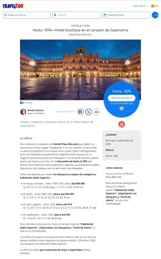 Hasta -30% Hotel-Boutique en Salamanca.