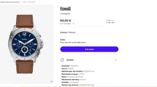 Reloj para hombre,cronógrafo marca Fossil por 63€