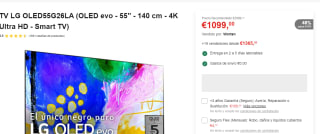 Smart TV LG 55" OLED Evo por 1099€