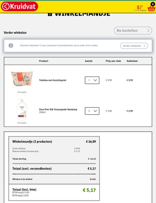 Gratis toilettasje bij aankoop van 2actie producten bij Kruidvat