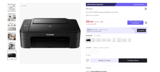 Marca Canon Pixma TS3350 Impresora Multifuncion Color Wifi por 23,49€