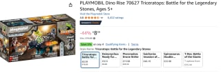 PLAYMOBIL Dino Rise Triceratops: razernij rond de legendarische stenen - 70627 voor €10,07 bij Amazon