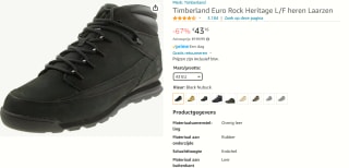 Timberland Euro Rock Mid Hiker Black Suede voor €43,98 bij Amazon