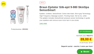 Braun Silk-épil SensoSmart- epilator voor €89 bij Proshop