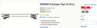 MENABO aluminium Dakdrager Tiger XL Silver voor €29,99 in de Lidl webshop