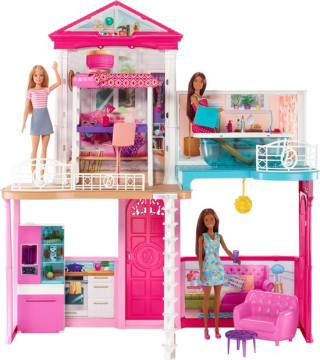 Barbie poppenhuis met 3 poppen voor €104,12 bij Bol.com