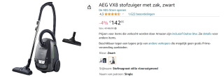 AEG VX8-2-ÖKO, stille stofzuiger (64 dB) met zak