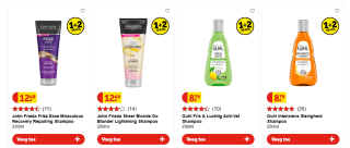 1+2 gratis Guhl en John Frieda bij Kruidvat