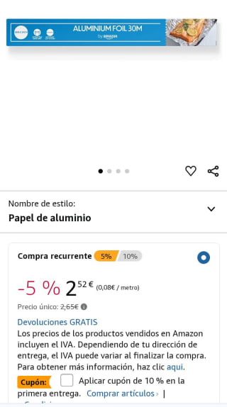 30m papel aluminio por 2,27€