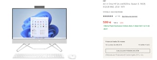 Ordenador All in One HP 24-cb0023ns, Ryzen 5, 16GB, 512GB SSD, 23,8", W11 por 599€